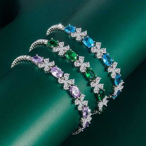 Light luxury niche design floral bracelet female internet celebrity versatile personality high-end purple zircon bracelet jewelry PKMF