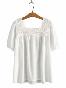 Kosztowa koszulka dla kobiet w rozmiarach z zaczepem FRS na klatce piersiowej cienki katat Top Letni krótki rękaw luźne bez elastyczności koszulka U0ie#