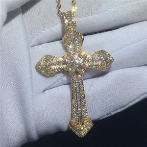 Choucong Fashion Big Cross Pendants 5a Cz Gold Filled 925 Silver Party Wedding Pendant med halsband för kvinnor män smycken310d