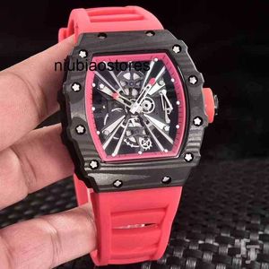 Red Luxury Black Mens Watch Rubber Men Sapphire Glass Automatic Mechanical Carbon Fiber Sport Movement Designer Waterproof