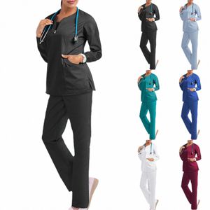 Conjunto de esfoliantes médicos para mulheres, uniformes médicos, beleza, sal, phcy, roupas de trabalho, hospital, clínica dentária, macacão para animais de estimação 51am #