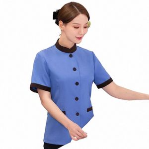 cleaning Service Uniform Short Sleeve Hotel Guest Room Work Clothes Summer Wear Female Property Floor Cleaner Aunt PA Uniform Ne 58M9#