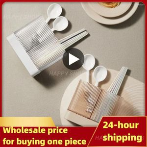 Storage Bottles Kitchen Chopsticks Box Washable Chopstick Cage Home Double Grid Holder Wall-mounted Household