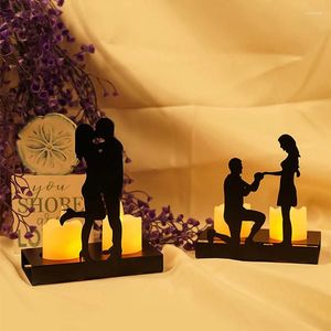 Candle Holders Creative Iron Art Base Valentine's Day Wedding Atmosphere Decorations Proposal Hug Confession Decor Props Party Supplies