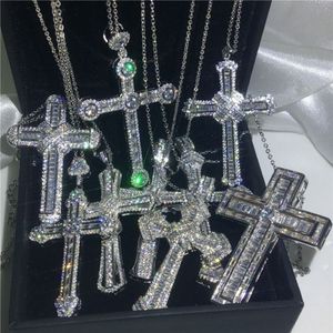 20 style Handmade Hiphop Big Cross pendant 925 Sterling silver Cz Stone Vintage Pendant necklace for Women men Wedding Jewelry3091