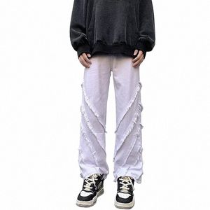 2023 Y2K Fi bianco Baggy svasato nuovi jeans Kpop pantaloni per uomo abbigliamento dritto donna gamba larga pantaloni Lg Pantali Uomo H6R2 #