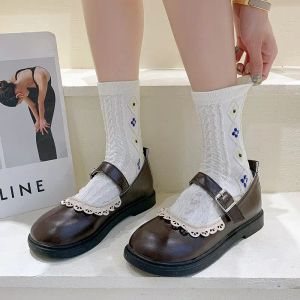 Pumps Thicksoled Japanese jk uniform small leather shoes women's spring 2023 new Lolita small leather shoes lace edge thicksoled sho