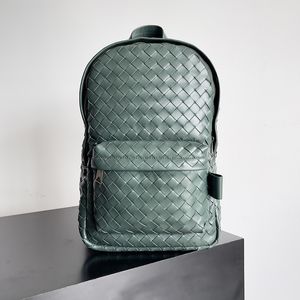 Designer intrecciato mochila preto verde espelho qualidade bezerro homens mulheres sacos de ombro dois zíperes grande espaço mochilas viagem ao ar livre