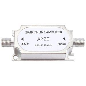 AP20 Satellite 20dB In-line Amplifier Booster 950-2150MHZ Signal Booster For Dish Network Antenna Cable Run Channel Strength