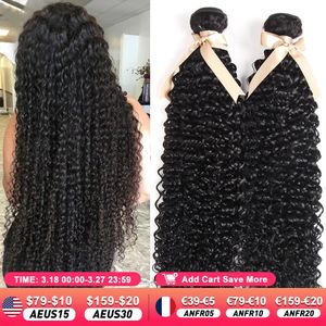 Indian Kinky Curly Bundles Human Hair Weaving Natural Color 1 // 3/4 Bunds Deal Jerry Curly Human Hair Extensions Partihandel