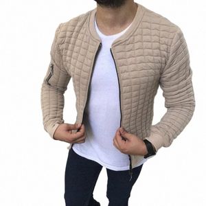 Sport Casual Männer Jacke Männer Plaid Falten Slim Streifen Fit Jacke Reißverschluss LG Sleeve Cardigan Mäntel Männlich Feste Faltige Strickjacken B0pv #