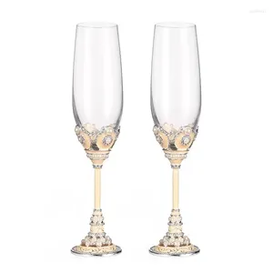 Wine Glasses High Foot Crystal Champagne Cup 2 Sets Of High-end Creative Red For Household Couple Wedding Gift Box