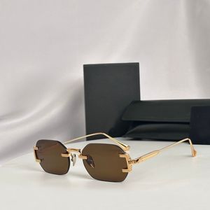 Rimless Sunglasses Gold Brown for Men Summer Sunnies Lunettes de Soleil Glasses Occhiali da sole UV400 Eyewear