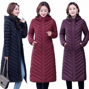 new Middle-aged Womens Down Cott Coat Winter Lg Warm Quilted Cott Jacket Female Casual Hooded Parka Overcoat Purple 5XL C9Ux#