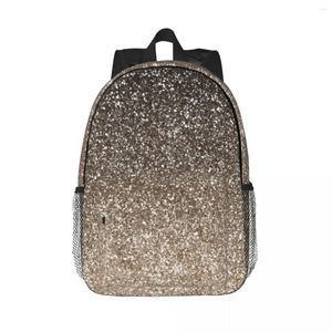 Backpack Black And Beige Gradient Sparkle Pink Glitter Backpacks Boys Girls Bookbag Fashion School Bags Laptop Rucksack Shoulder Bag