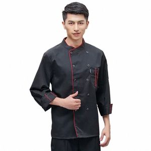 double Waiter Kitchen Jackets Breasted Lg Service Chef Uniforms Cafe Food Short Aprs Sleeve Jacket Restaurant 603K#