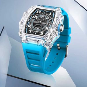 Wristwatches Top Design Luxury Sport Transparent Quartz Watch Men Waterproof with Silicone Band relogios masculino 24329