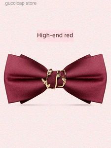 Bow Ties Groom and best man business office weedding good quality man adult plain black high-grade suit shirt bow tie Y240329