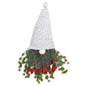 Decorative Flowers Christmas Wreath Gnome Pine Needle For Front Door Hanging Ornament