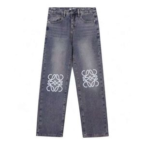 Designer Lowe byxa bengaffel tät denim byxor fleece tjockare varm jean märke kvinnor broderi tryck 0594