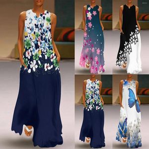 Casual Dresses Summer For Women 2024 Fashion Maxi Dress Loose Elegant Long Sleeveless Split Beach Female