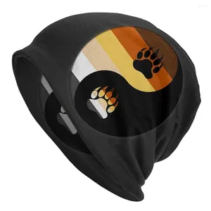 Berretti Orso Gay Simbolo Yin E Yang Nei Colori Bandiera Dell'Orgoglio Cofano Unisex Cappelli Invernali Caldi Antivento Cappello Sottile A Doppio Strato Berretti Traspiranti