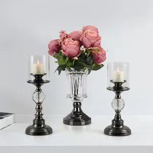 Ljushållare eleganta lyxljus bord järnmiddag romantisk kandelabruma cylindervaser bougeoir träinredning