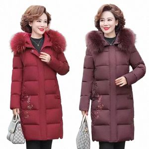 winter Down Cott Clothes Jacket Mid-Length Women Big Fur Collar Solid Color Coat Abrigos Mujer Invierno Sobretudo Feminino 6XL U1YI#