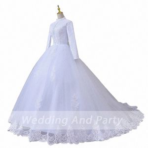 Princ Ball Gown Wedding Dr LG Sleeve Muslim Wedding Dr Plus Size Robe de Mariee Lace Beading Wedding Bridal Gown Q9fn#