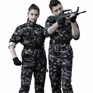 Siyah Askeri Üniforma Erkek Taktik Av Kıyafetleri Camoue Ordusu Erkek Giysiler Kadın Kargo Pantolon Pyth Desen Ceketleri D6G9#
