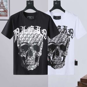 Fashionable Philippe Plaine Spring/summer Short Sleeved Men's Round Neck T Hegemonic Personality PP Hot Diamond Skull Fashion Men's Short T