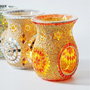 Candle Holders Ethnic Style SUNFLOWER Mosaic Glass Incense Burner Decoration Spa Club Candlestick Essential Oil Lamp