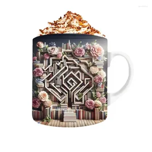 Tassen, Bibliothekar-Tasse, 3D-Bücherregal-Tasse, Bibliotheksregal, Kaffee, Buchliebhaber, Keramik, 350 ml, Bücherregal für Leser, Geburtstagsgeschenk