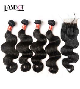 5 Bundles Lot Brazilian Body Wave Virgin Human Hair Weave With Lace Closures Malaysian Peruvian Indian Cambodian Mongolian Remy Ha3118782