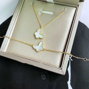 Designer Brand Van Butterfly Necklace 925 Sterling Silver Plated 18K Gold Mini Small White Fritillaria Pendant Collar Chain