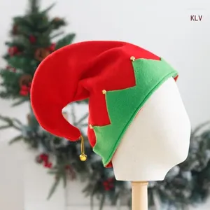 Chapéu de elfo adulto de boinas com sinos para o ano de férias pingente de símbolo de Natal vermelho e verde