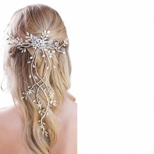 crystal Pearl Bridal Tiaras Hairbands Hairpins Bridesmaid Diamante Hair Vine Accories Wedding hair comb hair band Jewelry s906#