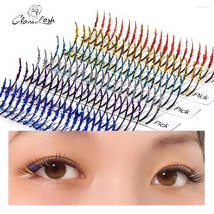 False Eyelashes GLAMLASH Glitter Shiny Colorful Eyelash Extension Fluffy Streaks Individual Mix Color Lashes Christmas Cosplay Party