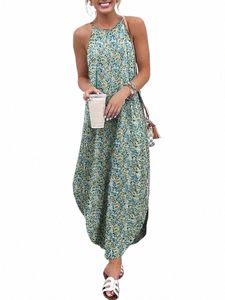 Vonda 2024 Summer Women Bohemian DES Sexy Halter غير متناظرة شاطئ Dres مثير رداء مثبتات LG Maxi Sundr V44p#