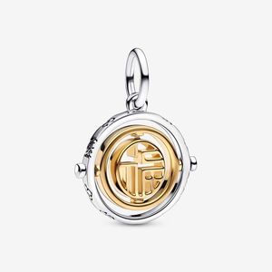 Two-tone Fu Spinning Dangle Charm Pandoras 925 Sterling Silver Luxury Charm Set Bracelet Making Gold charms Designer Necklace Pendant Original Box TOP quality