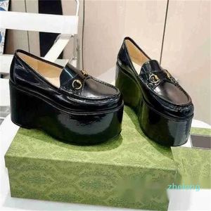 Designer Platform Shoes Women Dress Shoes Lady Horsebit Loafer Fashion Casual Heels Luxury Leather Non Slip Thick Bottom Dress Loafers