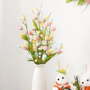 Flores decorativas planta artificial ramos de flores realistas para diy decorações de ovo de páscoa livre de manutenção ampla