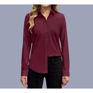 Grande polo 2024 pescoço camisa feminina solta encaixe elegante e elegante estilo de cor sólida 23rf4