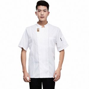 Casa de cozinha de cozinha de cozinha de Chef Chef White Casa de cozinha verão cozinheira roupas de trabalho de catering garçom de garçom uniforme camisa de barbeiro C12i#