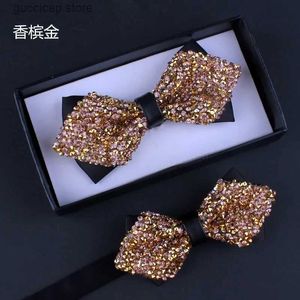 Bow Ties Champagne rhinestone pink adult childrens shiny bow tie wedding dress boys show bow tie Y240329