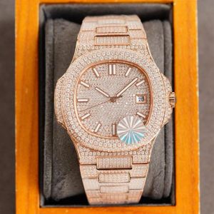 Full Diamond Mens Watches Automatic Mechanical Watch 40mm Fashion Business Wristwatches Montre de Luxe Gifts281V179G