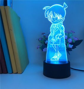 Detective Conan Plug In LED Night Running Light Club Home Atmosfera Decoração 3D Lâmpada de mesa Fãs de crianças Presente favorito Nightlight7175933