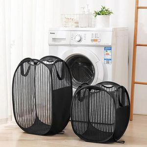 Laundry Bags Upgraded Thickened Basket Folding Clothes Storage Hollow Mesh Breathable Household Hamper Sundries Bag