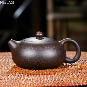 Çin Yixing Çaydan Mor Kil Xishi Pot El yapımı benzersiz şekil ketenli ev bilyalı delik Dahongpao Oolong Çay Seti 150ml 240315