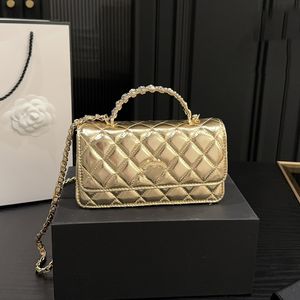 Borse da donna con manico a perle Borse per fisarmonica WOC Chiusura con strass Chiusura multi pochette Custodia con cerniera di grande capacità Porta carte per cellulare Borsa da esterno GHW 19 cm